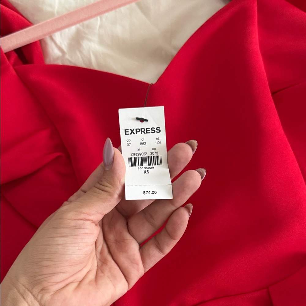 Express Vibrant Red Ruffle Blouse - Picture 5 of 5